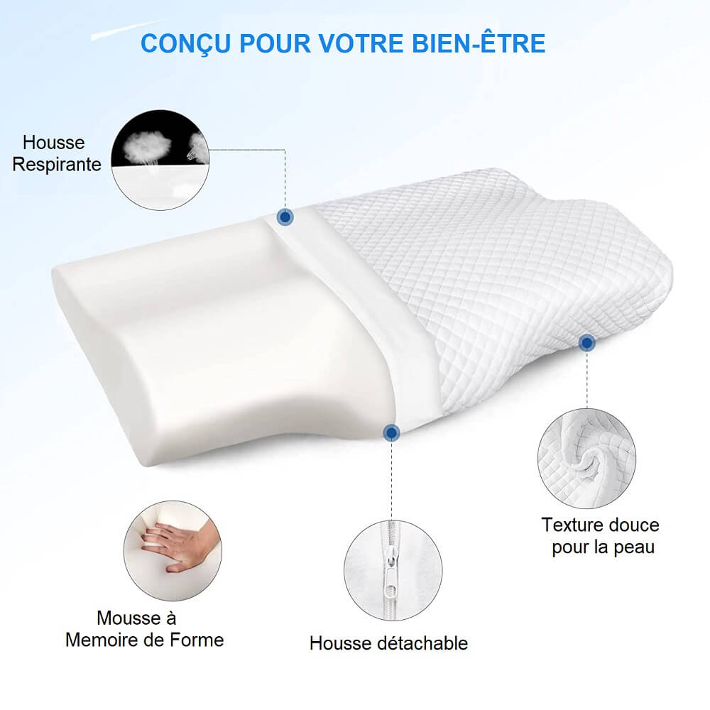 Oreiller Memoire de Forme Ergonomique, Oreiller Cervical Orthopedique