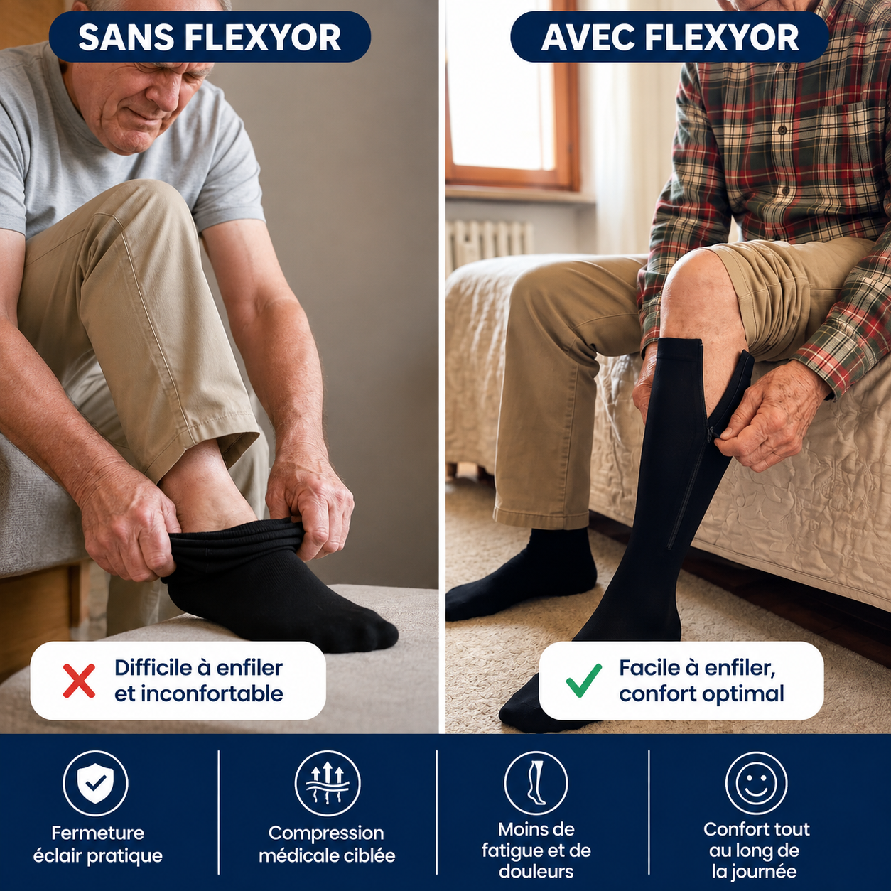 Chaussettes de Compression à Fermeture Éclair