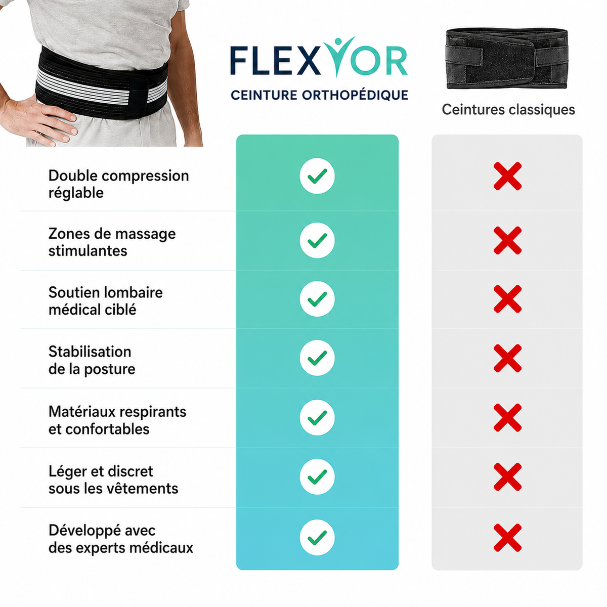 Ceinture de maintien lombaire et bassin