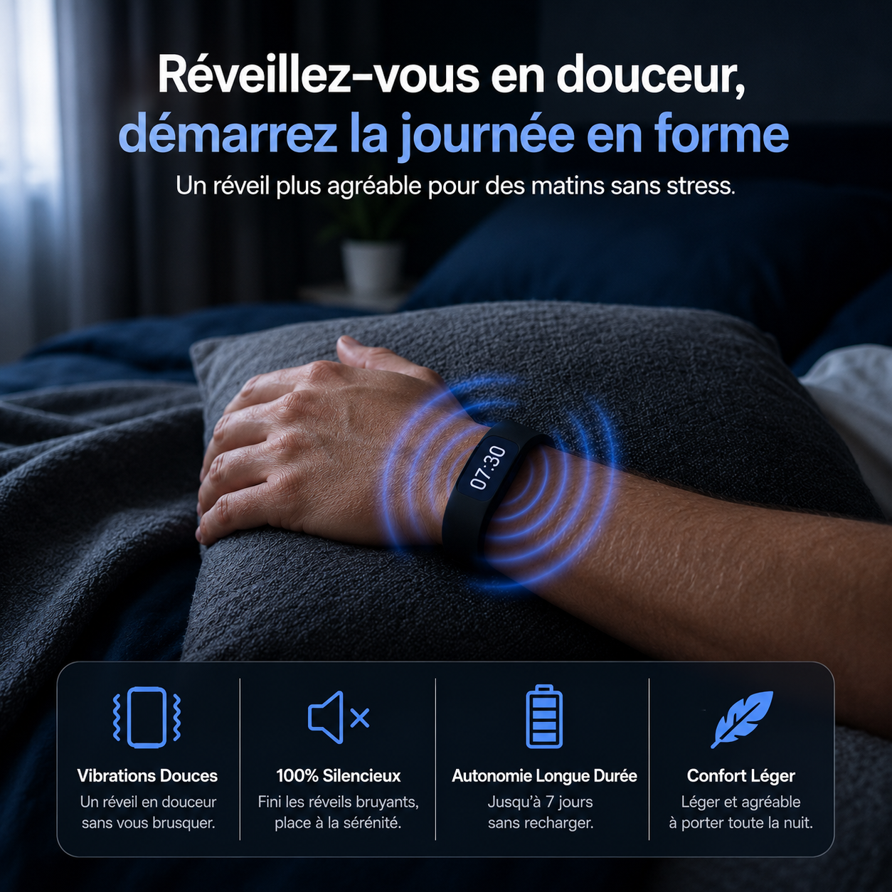 Bracelet Réveil Vibrant Silencieux