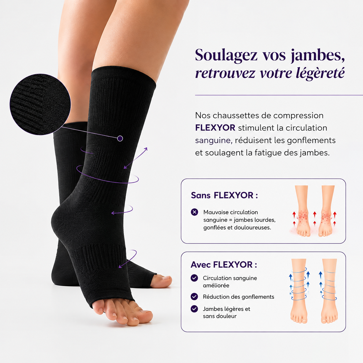 Chaussettes de Compression en Bambou