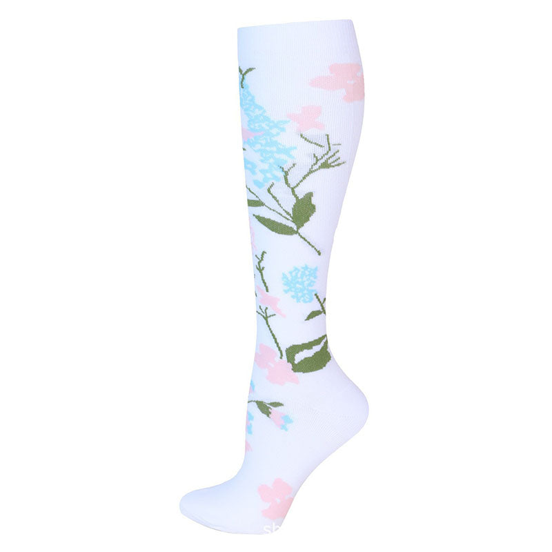 Chaussettes de compression Flexyor motif Blanc Fleuri