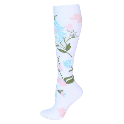 Chaussettes de compression Flexyor motif Blanc Fleuri