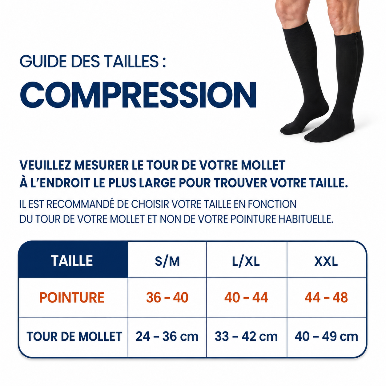 Chaussettes de Compression à Fermeture Éclair