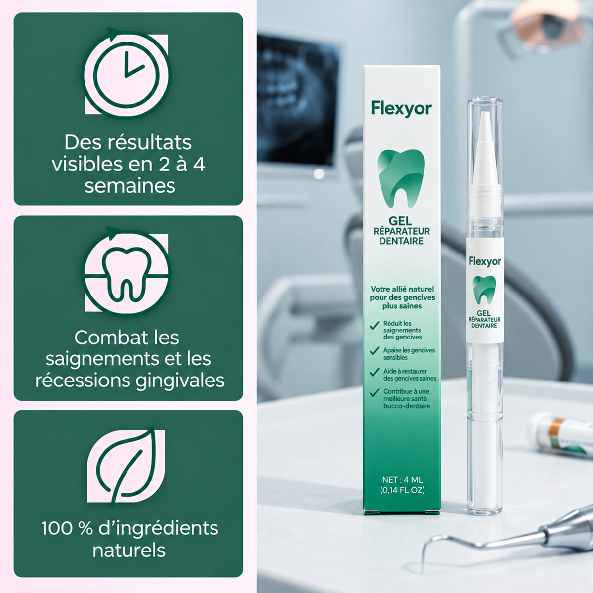 Gel Réparateur Dentaire Flexyor en stylo, avec son étui