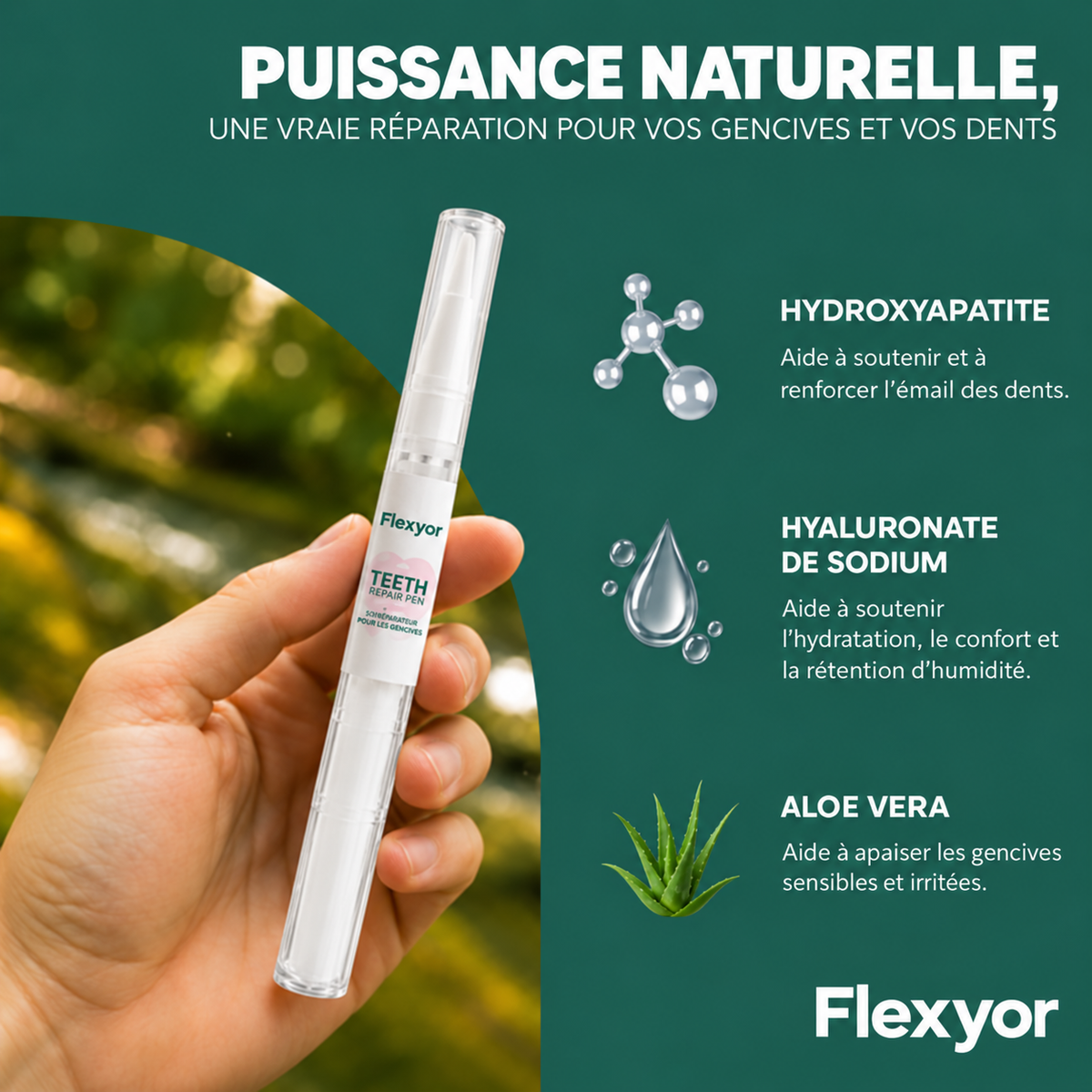 Hydroxyapatite, hyaluronate de sodium et aloe vera