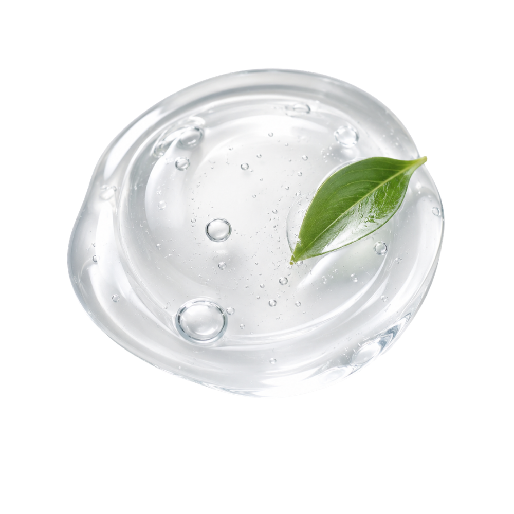 Gel transparent et feuille verte