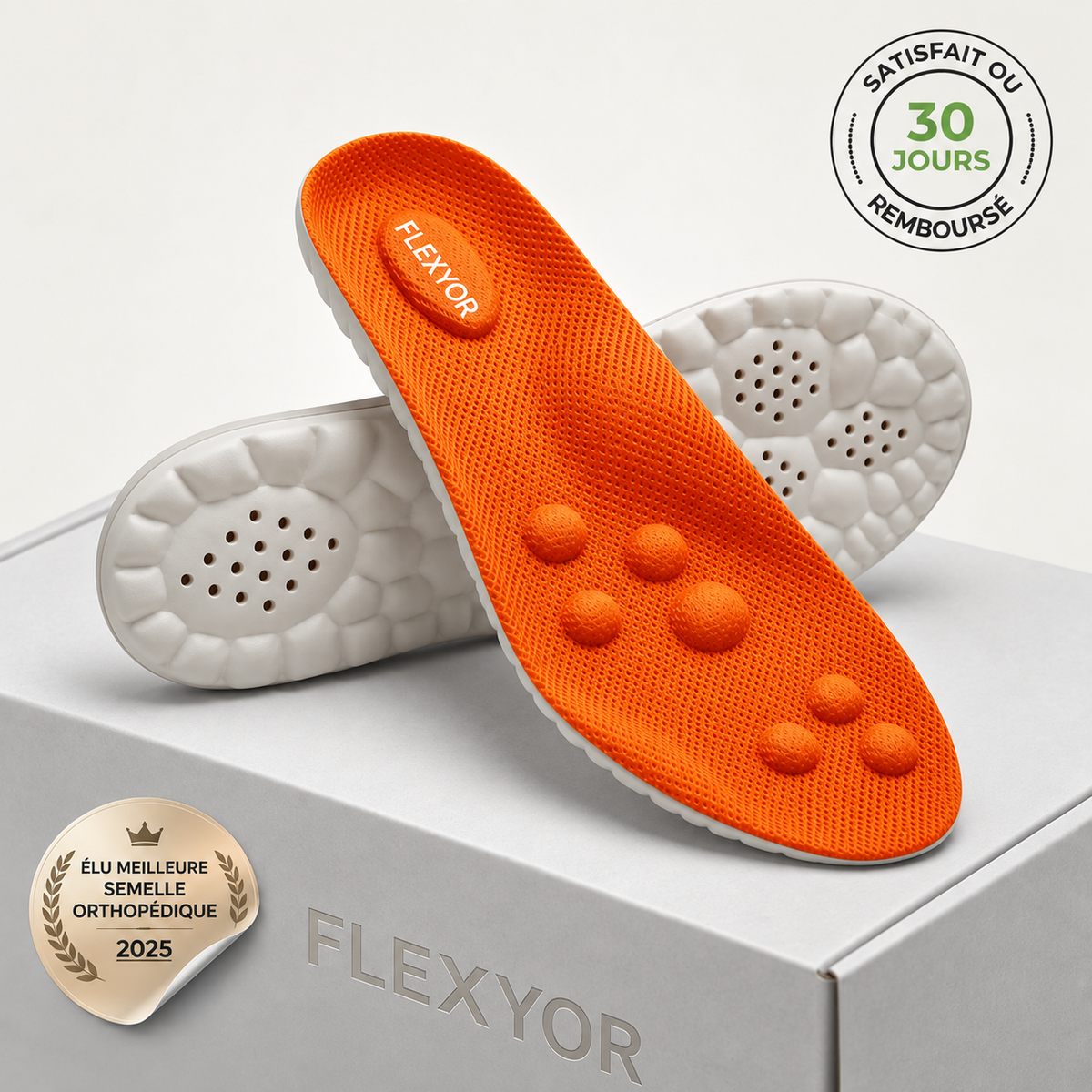 Semelle FLEXYOR orange sur sa boîte