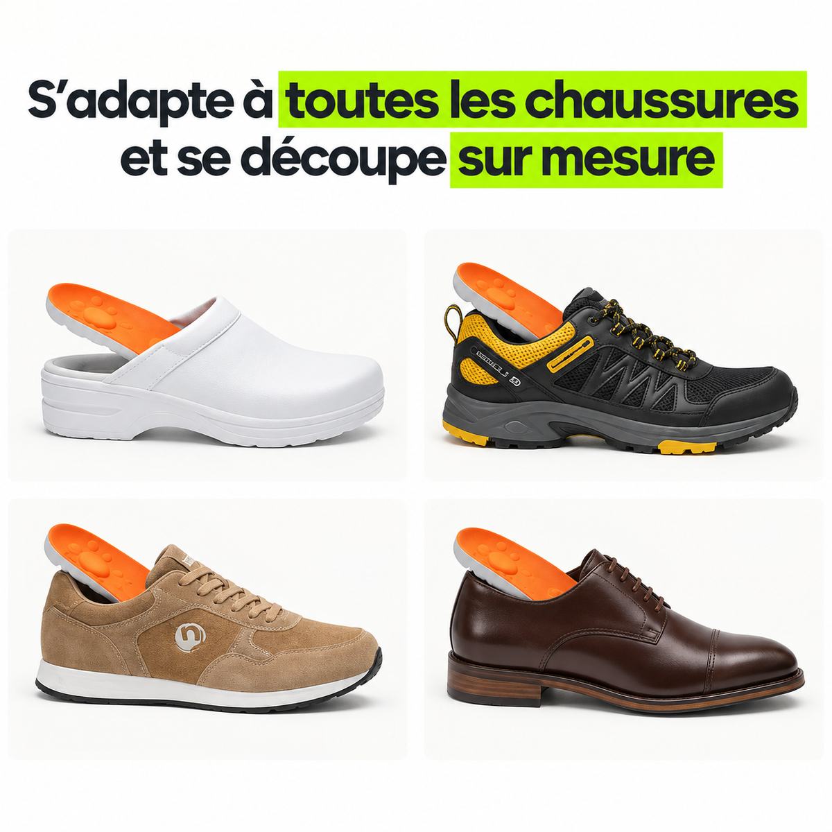 S'adapte à toutes les chaussures et se découpe sur mesure