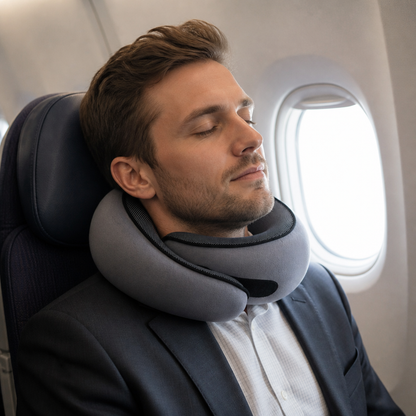 Coussin cervical voyage Flexyor utilisé en avion
