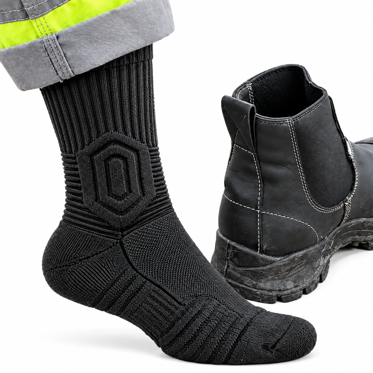 Chaussette portee avec une chaussure de securite