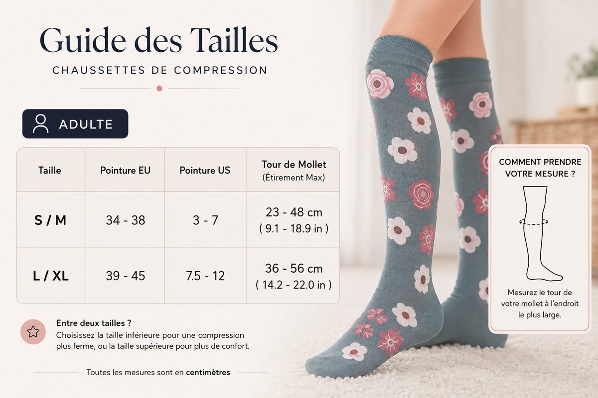 Chaussettes de Compression Fleuries