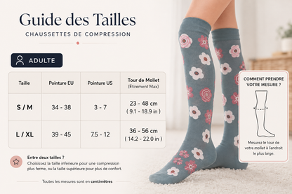 Chaussettes de Compression Fleuries
